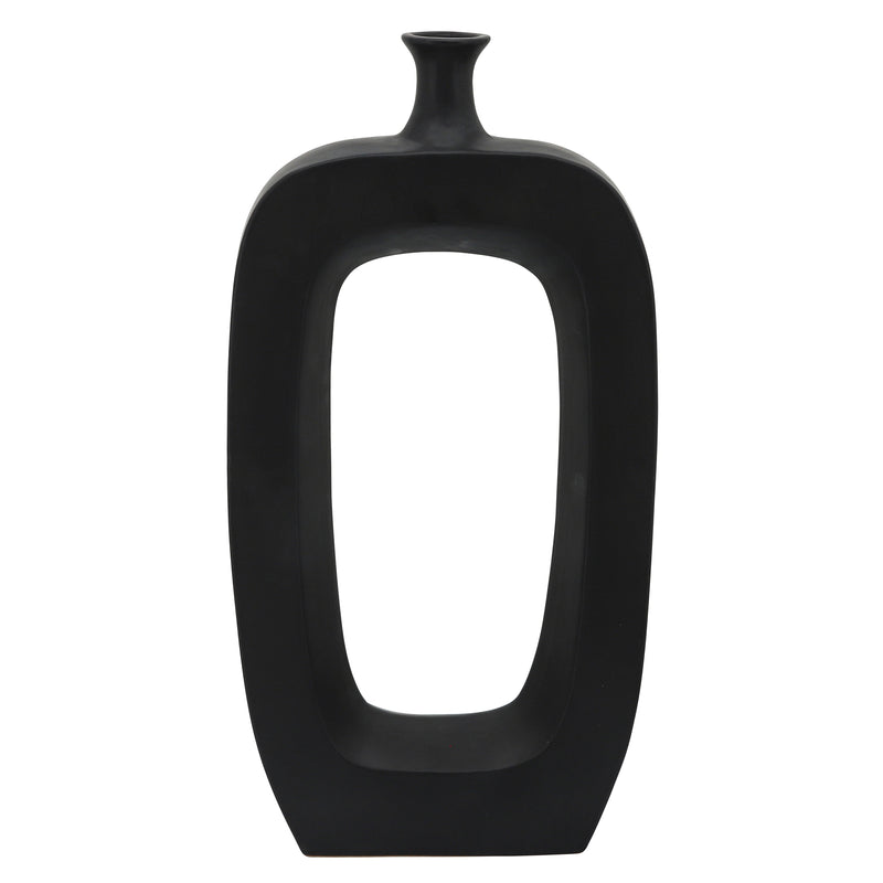 CER, 24" VASE W/ CUT-OUT, BLACK