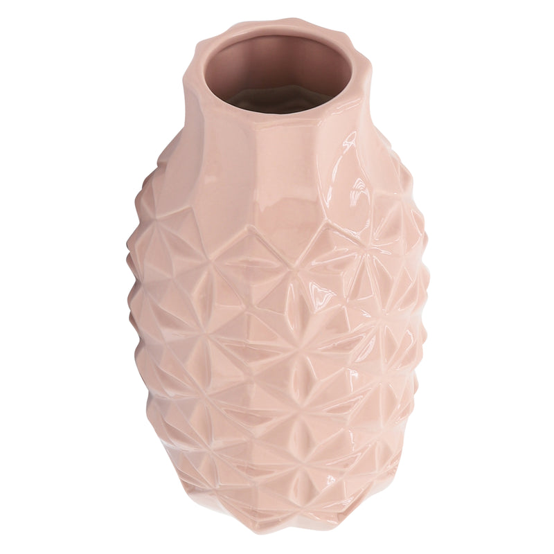 Cer, 15" Geo Vase, Blush