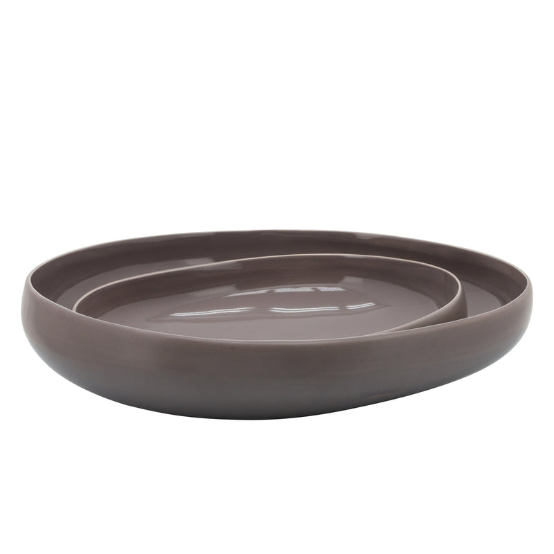 S/2 ORGANIC BOWLS 12/15", BEIGE