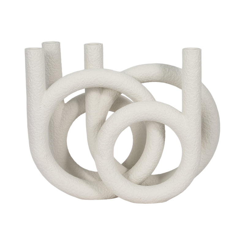 15" Looped 4-taper Candleholder, White