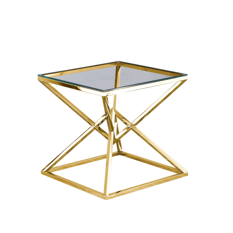 GLASS TOP SIDE TABLE 21.75", GOLD | 13998-02