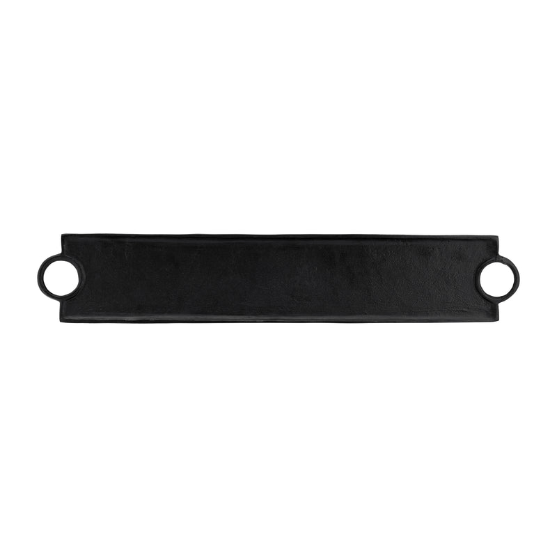 METAL,S/2 26/32",FLAT TRAY W/RING HANDLES,BLACK