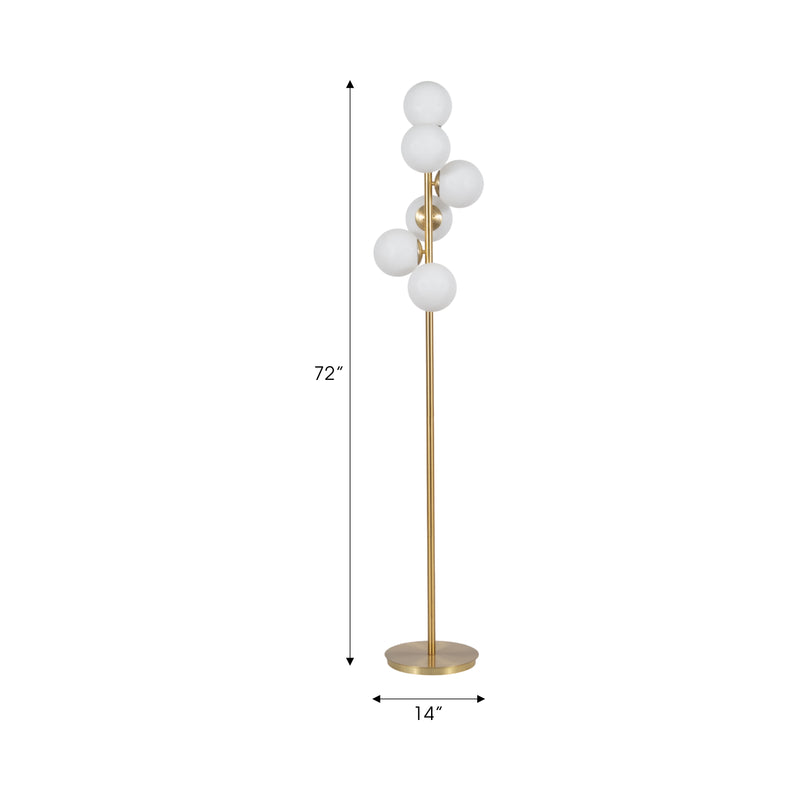 Glass 72" Frosted Globe Floor Lamp, Gold