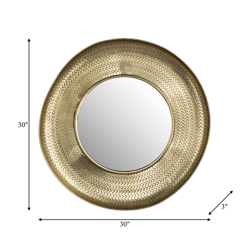 METAL,30",BOWL W/V PATTRN MIRROR,GOLD