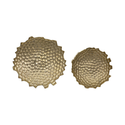 Metal, S/2 12/16" Honeycomb Bowls, Gold