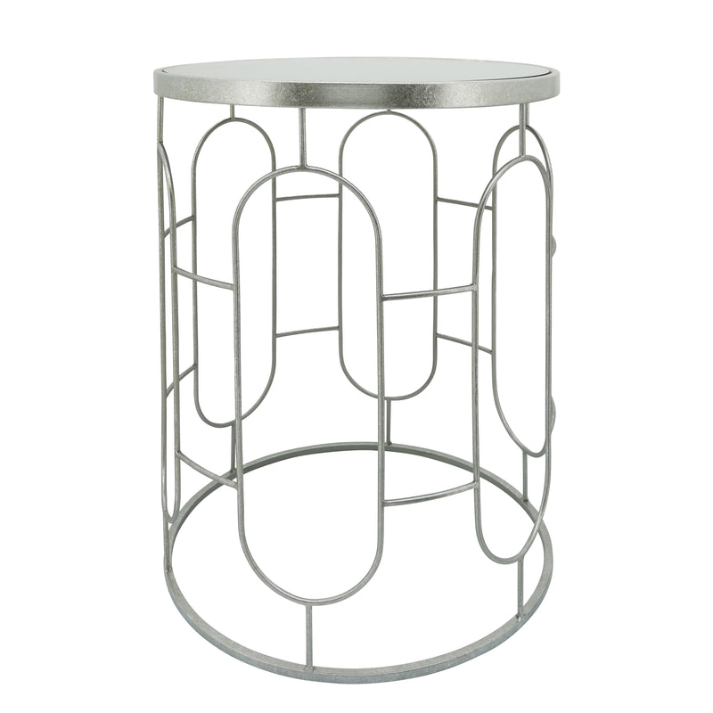 S/2 MIRRORED ROUND ACCENT TABLES 24/20" SILVER