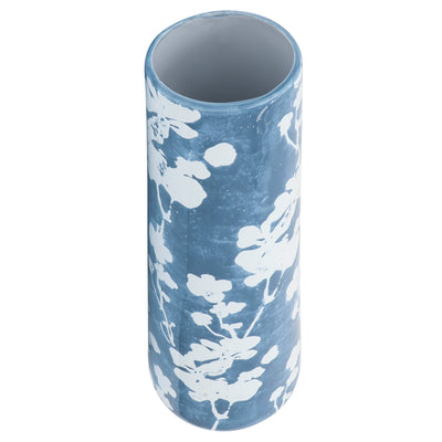 Cer 19" Floral Vase, Skyblu/White