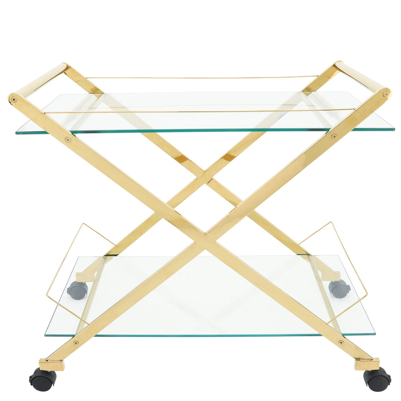 TWO TIER 31" ROLLING BAR CART,GOLD