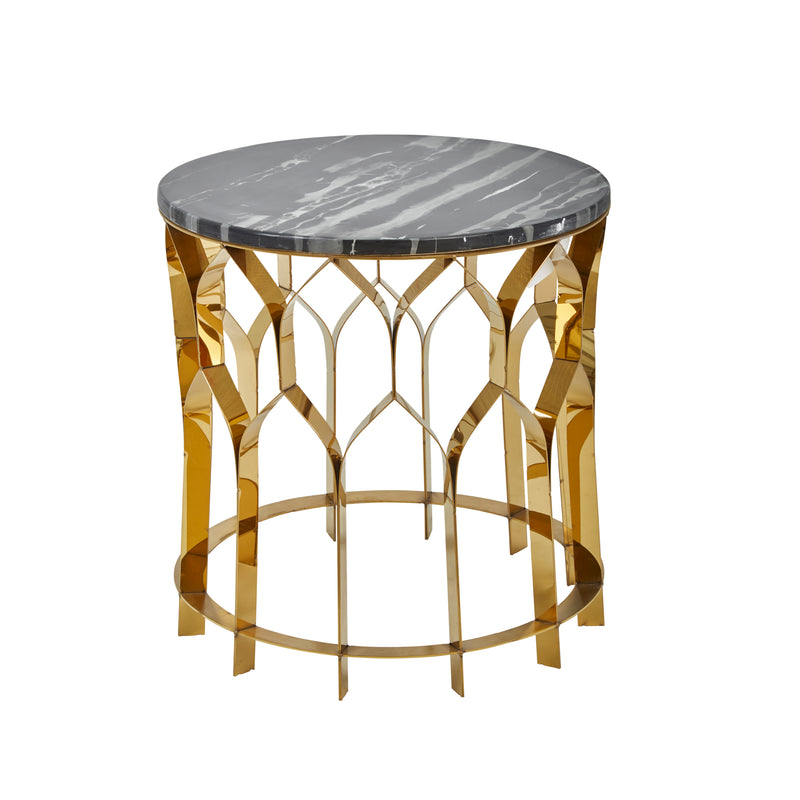 METAL/MARBLE 20" ARCH SIDE TABLE, GOLD