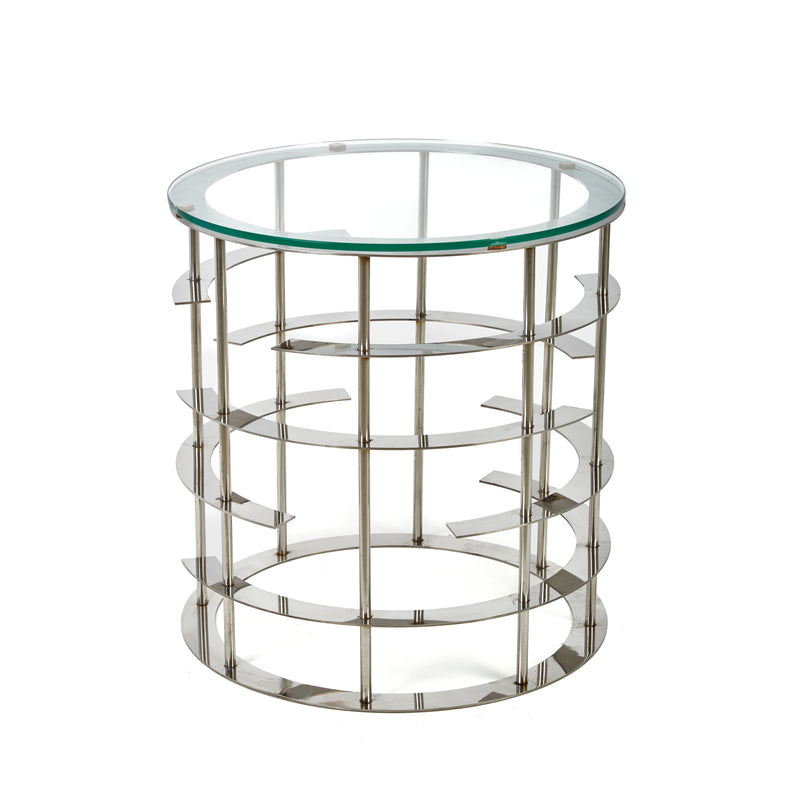 METAL/GLASS 20" SIDE TABLE, SILVER