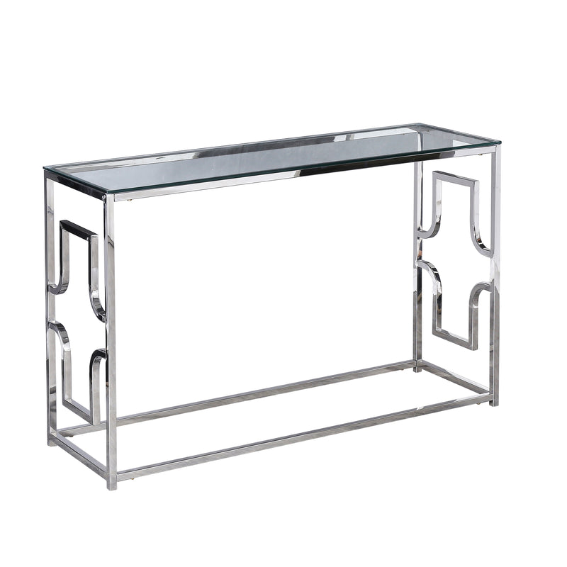 STAINLESS STEEL CURVED CONSOLE TABLE SILVER