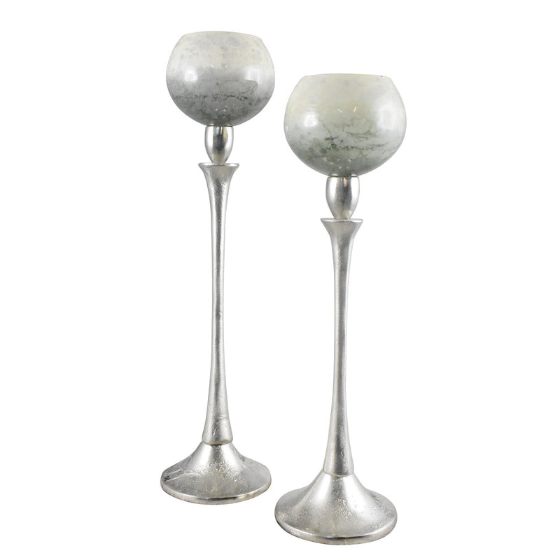 GLASS 20" GOBLET VOTIVE HOLDERON ALUMINUM STAND