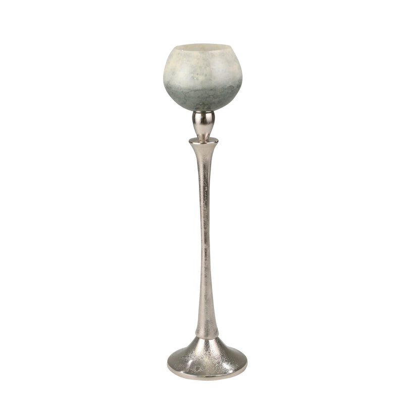 GLASS 20" GOBLET VOTIVE HOLDERON ALUMINUM STAND