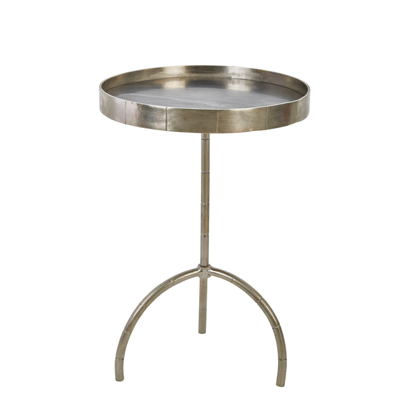 IRON 27" ACCENT TABLE W/MARBLETOP, SIL