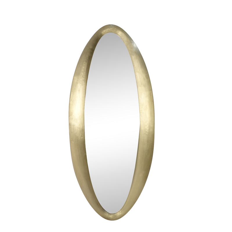 WOOD / BRASS CLAD, 64" OVAL WALL MIRROR, GOLD