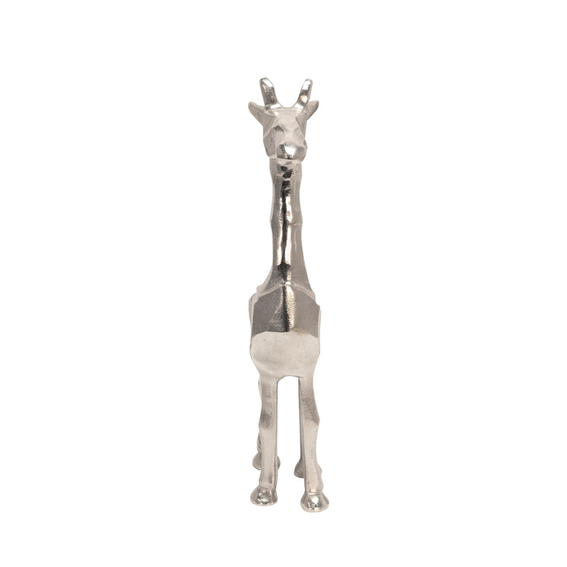 ALUMINUM STANDING GIRAFFE, 12"SILVER