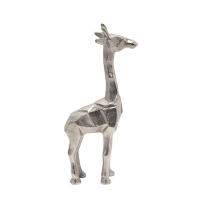 ALUMINUM STANDING GIRAFFE, 12"SILVER