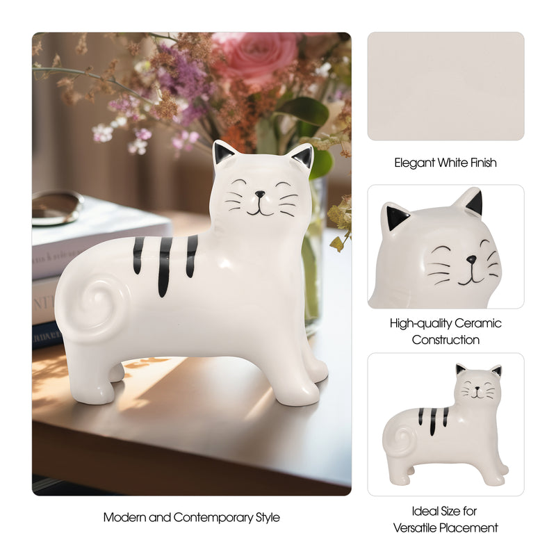 7" Standing Kitty, White/black