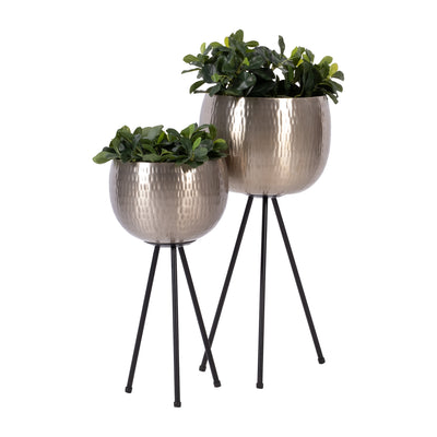 S/2 IRON 26"/22" HAMMERED BOWLPLANTERS, SILVER