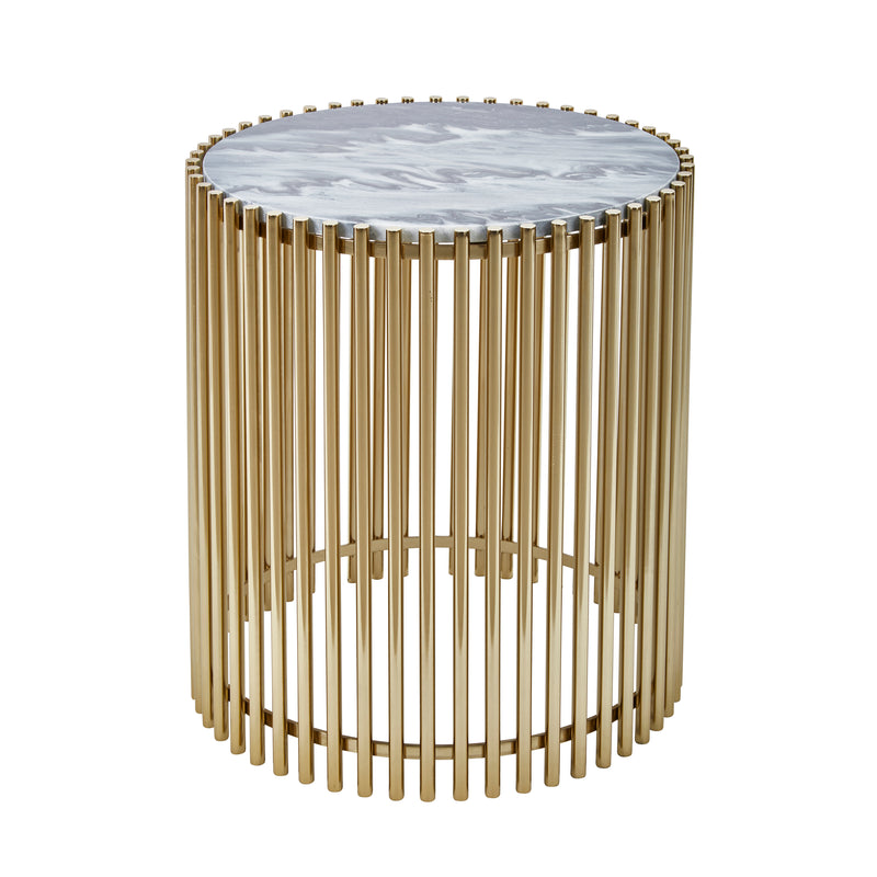 STEEL / MARBLE 20" ACCENT TABLE, GOLD/BLACK