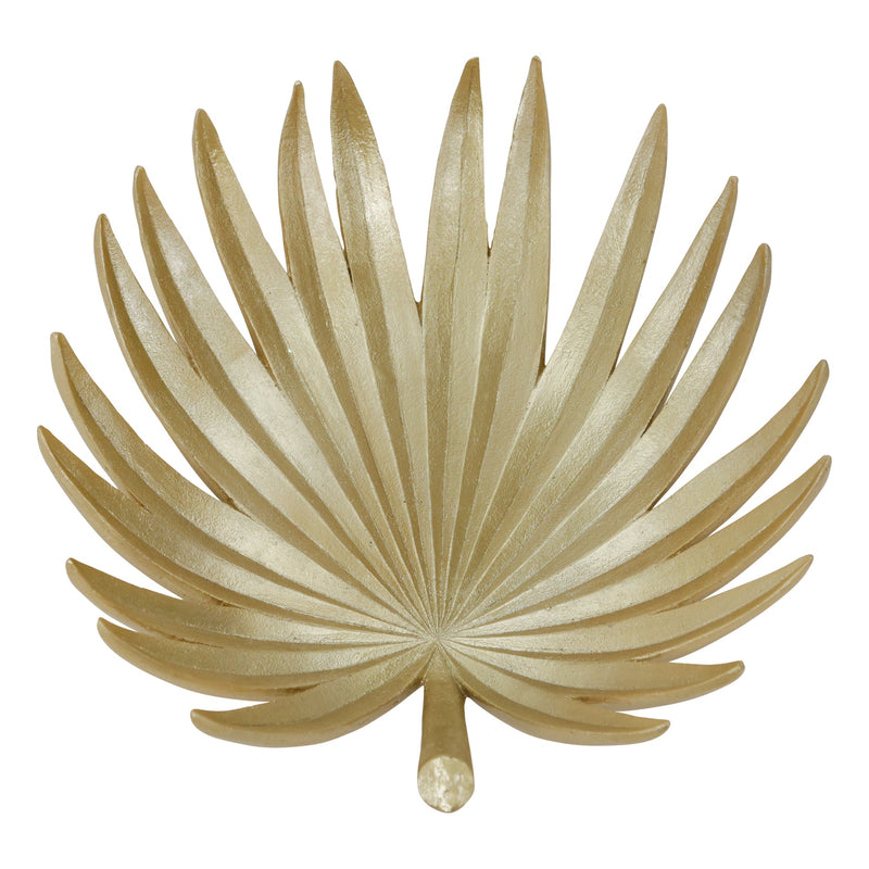 RESIN 16" PALM LEAF PLATE, GOLD