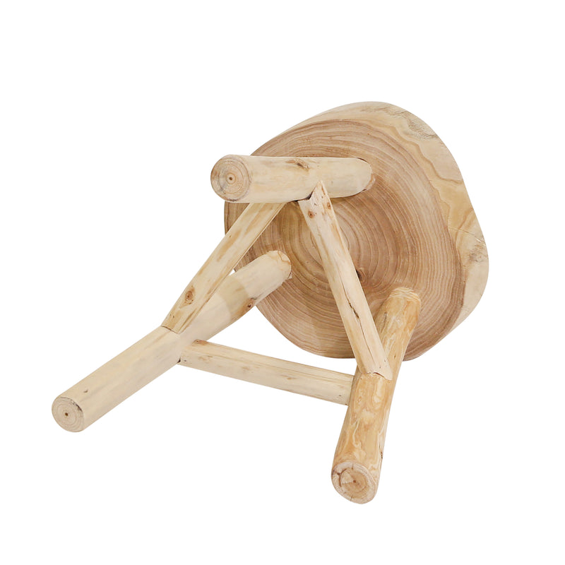 WOODEN 16" STOOL, NATURAL