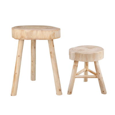 WOODEN 16" STOOL, NATURAL