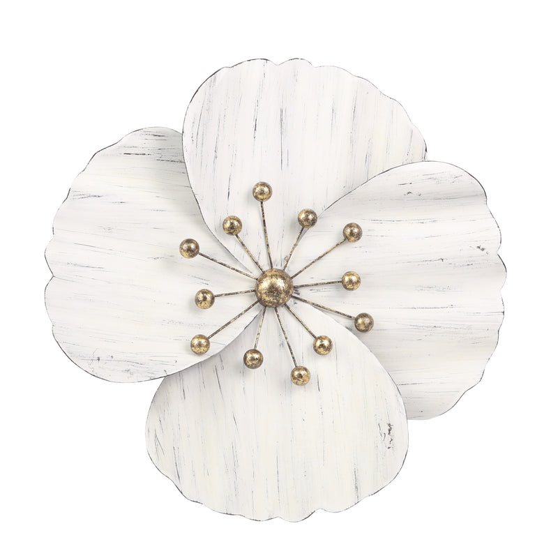 METAL 18" WALL FLOWER, WHITE, WB