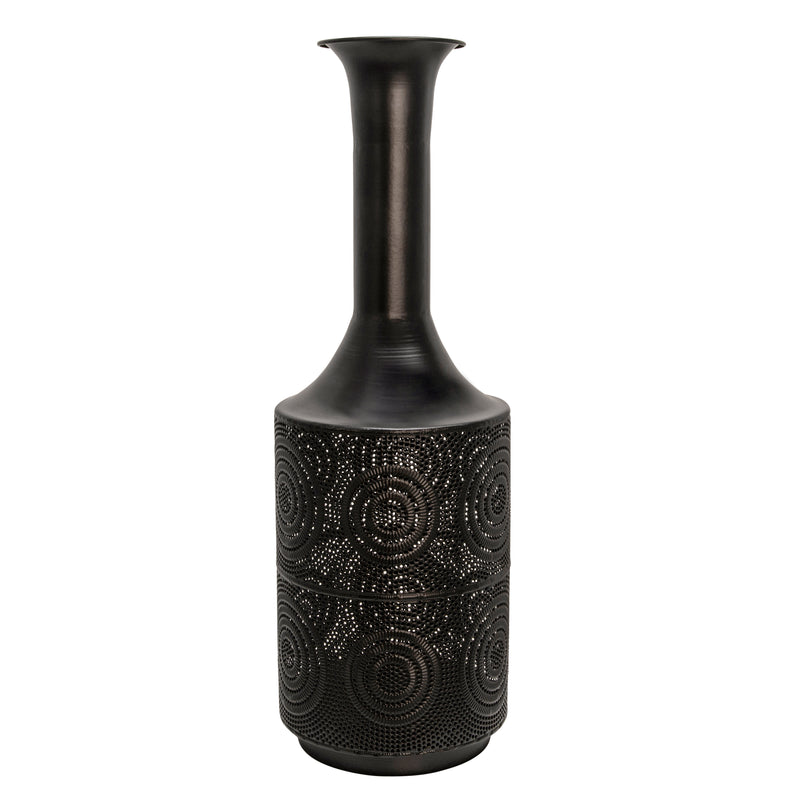 METAL 24" TEXTURED VASE, BLACK