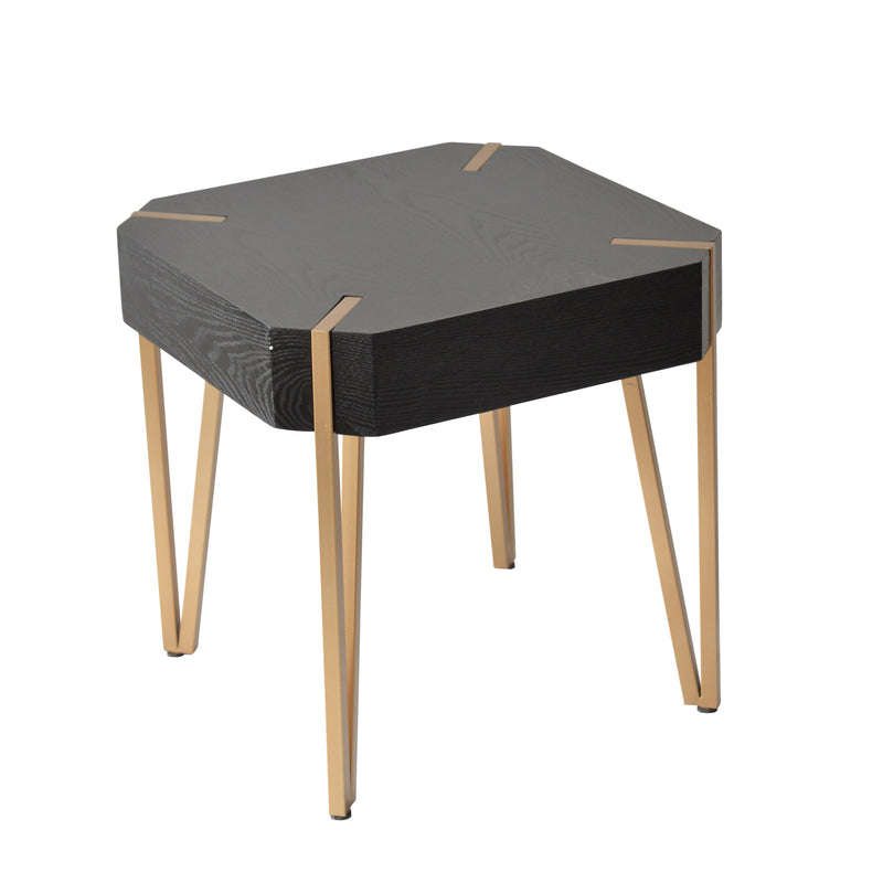 WOODEN 20" SIDE TABLE, BLACK -KD