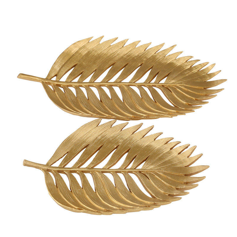 POLYRESIN 14" PALM LEAF DECORATION, GOLD