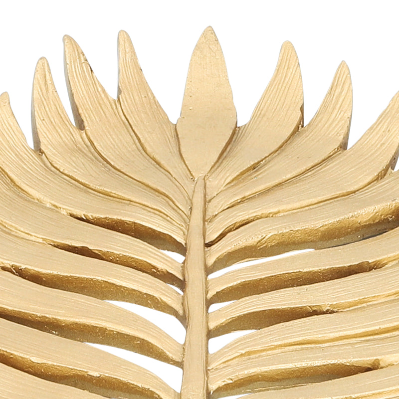 POLYRESIN 14" PALM LEAF DECORATION, GOLD