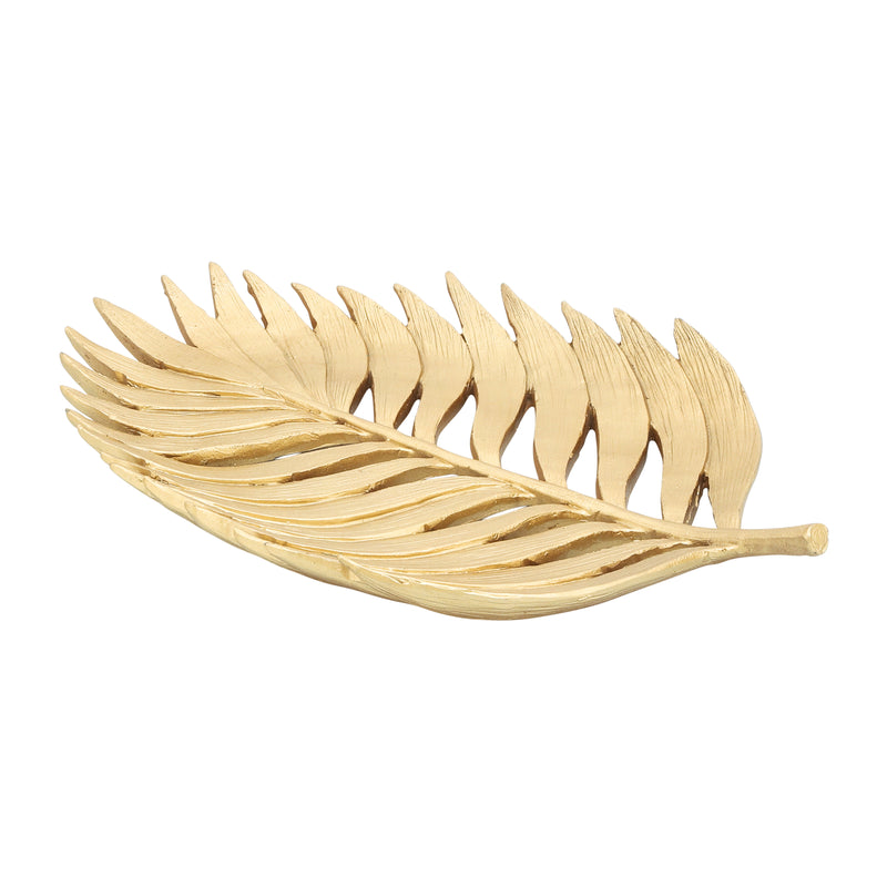 POLYRESIN 14" PALM LEAF DECORATION, GOLD