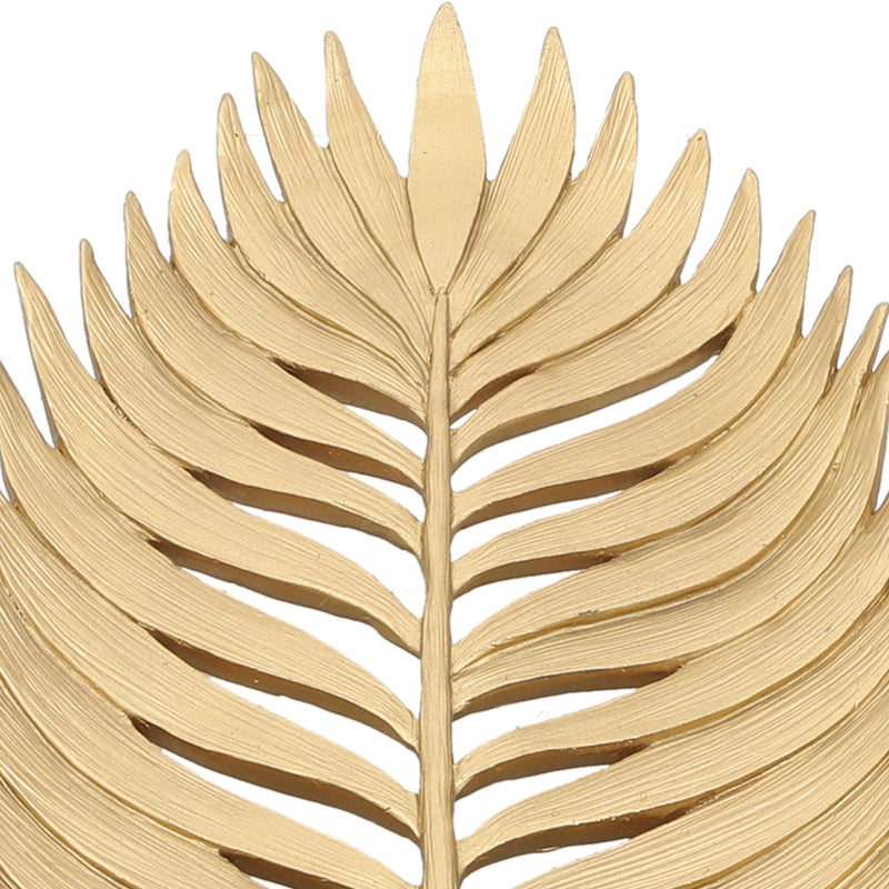 POLYRESIN 12" PALM LEAF DECORATION, GOLD