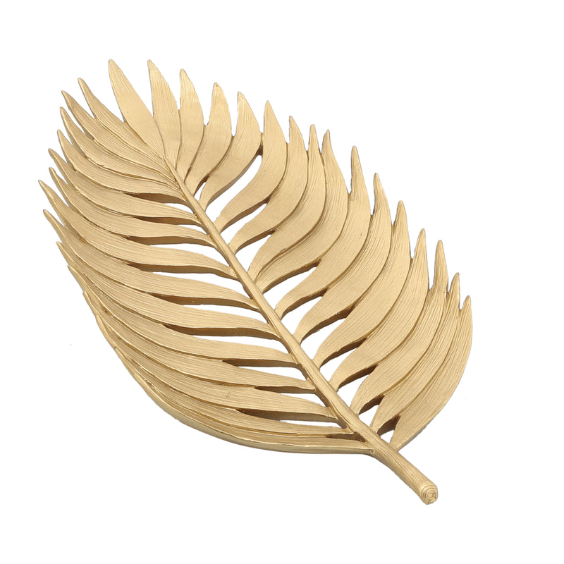 POLYRESIN 12" PALM LEAF DECORATION, GOLD