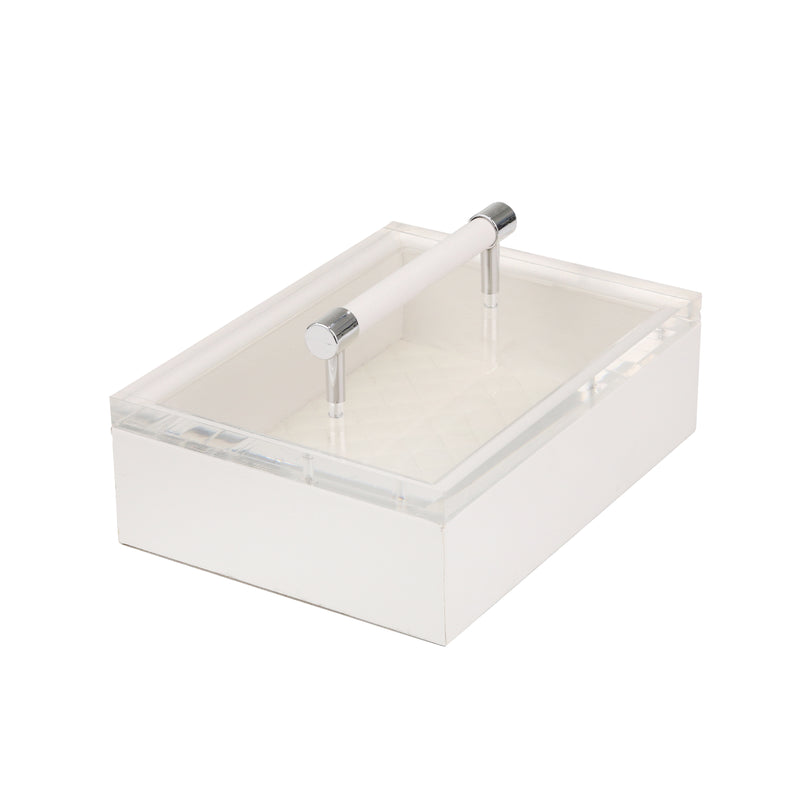 ACRYLIC TOP 10" STORAGE BOX, WHITE