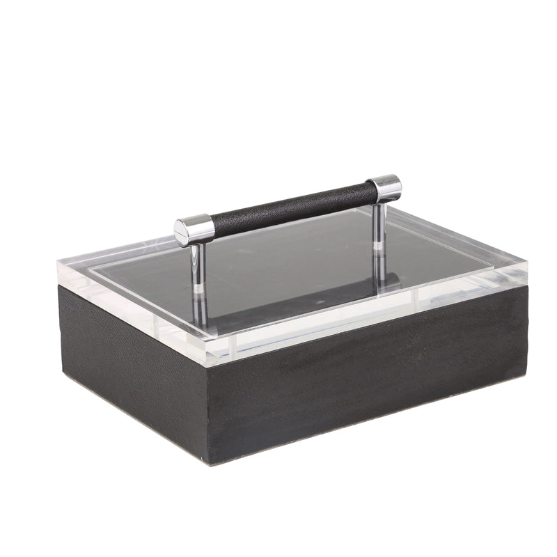 ACRYLIC TOP 10" STORAGE BOX, BLACK