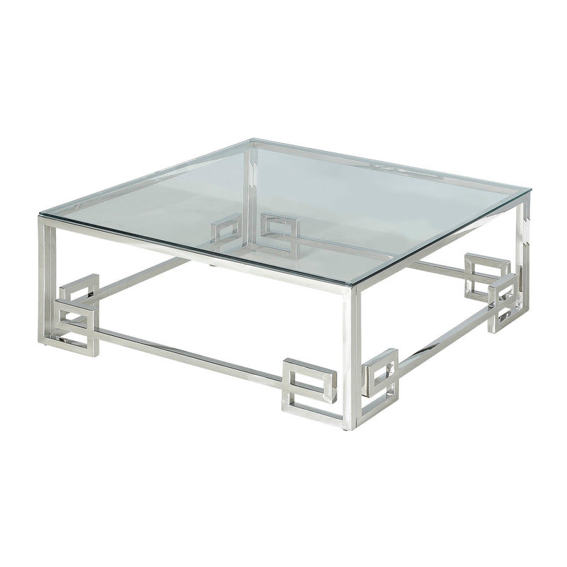 STAINLESS STEEL, COFFEE TABLE, SILVER/CLEAR GLASS | 14625-01AR