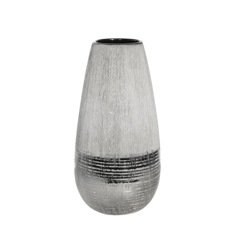 CERAMIC 12" 2 TONE VASE, GRAY