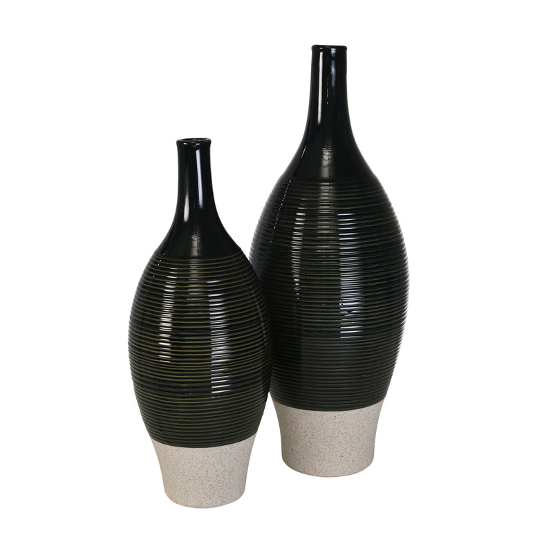 CERAMIC 20" BOTTLE VASE, GREEN