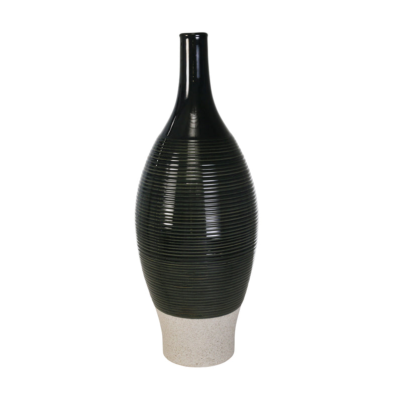 CERAMIC 20" BOTTLE VASE, GREEN