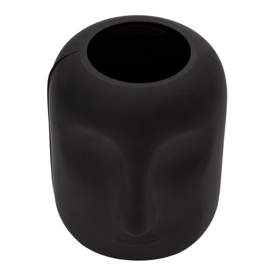 GLASS 10" FACE VASE, BLACK