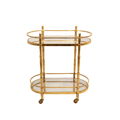 METAL 28" 2 TIER BAR CART, GOLD