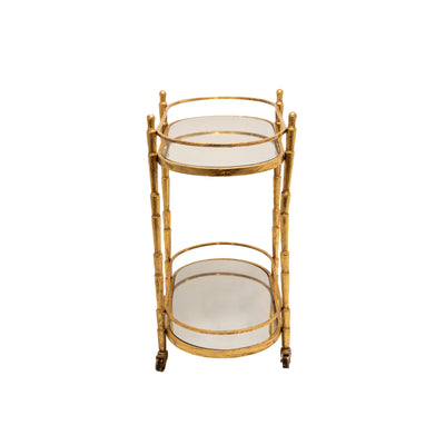 METAL 28" 2 TIER BAR CART, GOLD