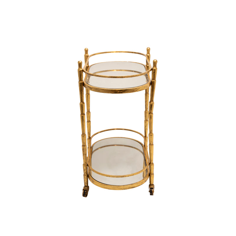 METAL 28" 2 TIER BAR CART, GOLD