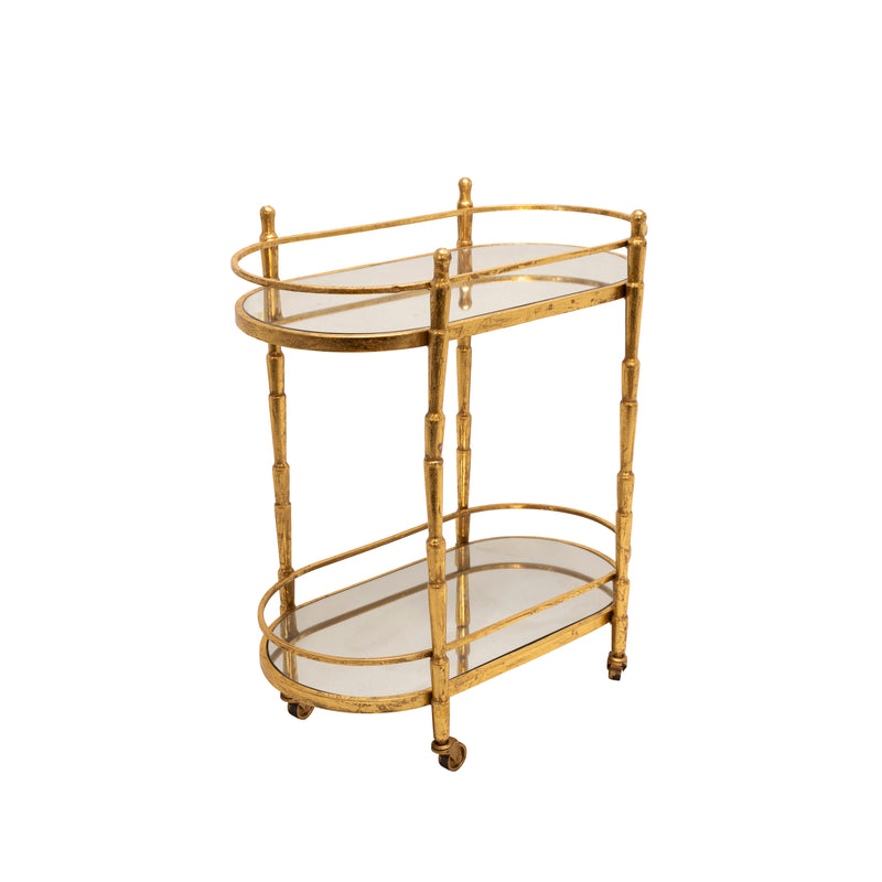 METAL 28" 2 TIER BAR CART, GOLD