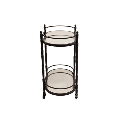 METAL 28" 2 TIER OVAL BAR CART, BLACK