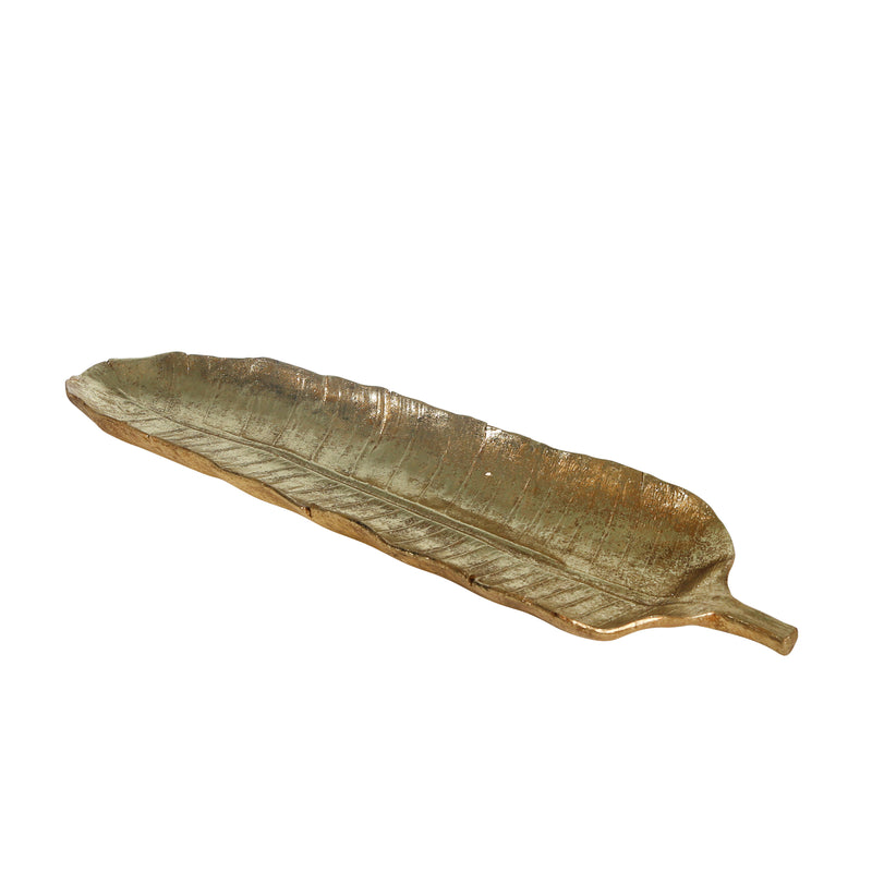 RESIN 28"L LEAF TRAY, GOLD