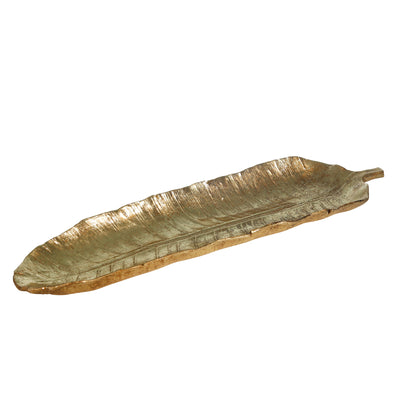 RESIN 28"L LEAF TRAY, GOLD