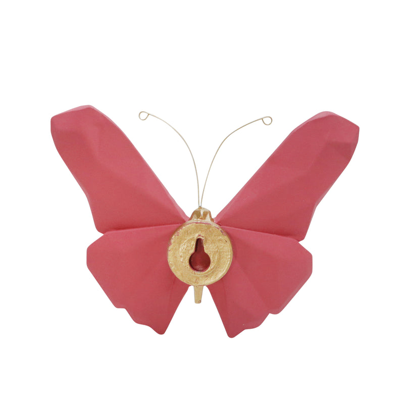 RESIN 6" W ORIGAMI BUTTERFLY WALL DECOR, PINK